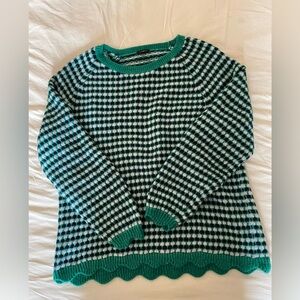 NWOT Talbots Green, Blue, and Light Gray Patterned Women's Sweater